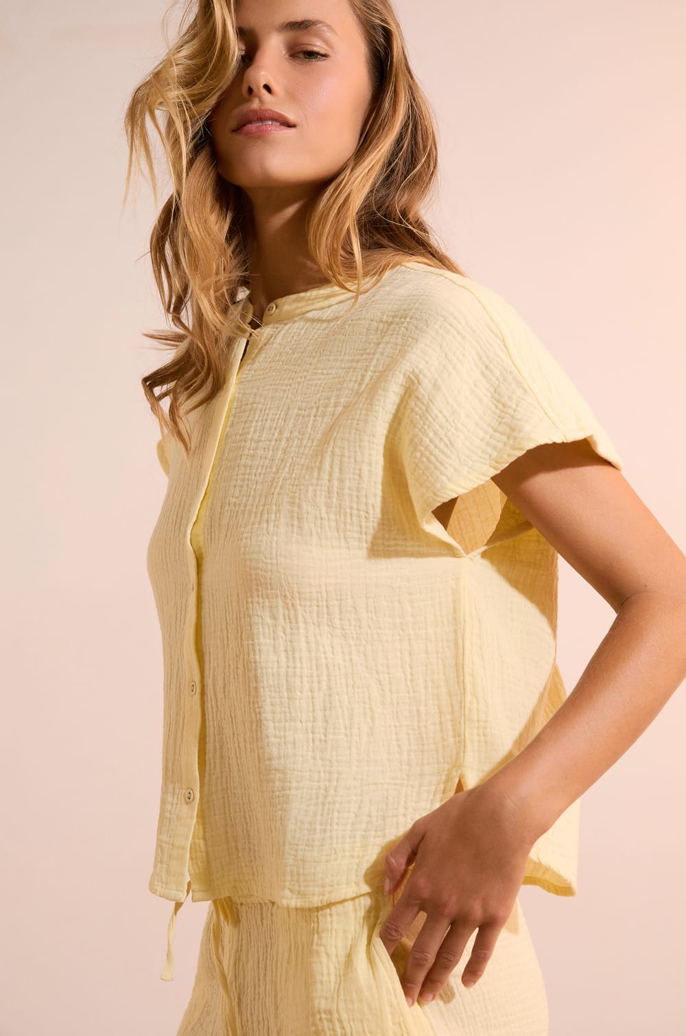 Chemise de pyjama en gaze de coton;${refinementColor}