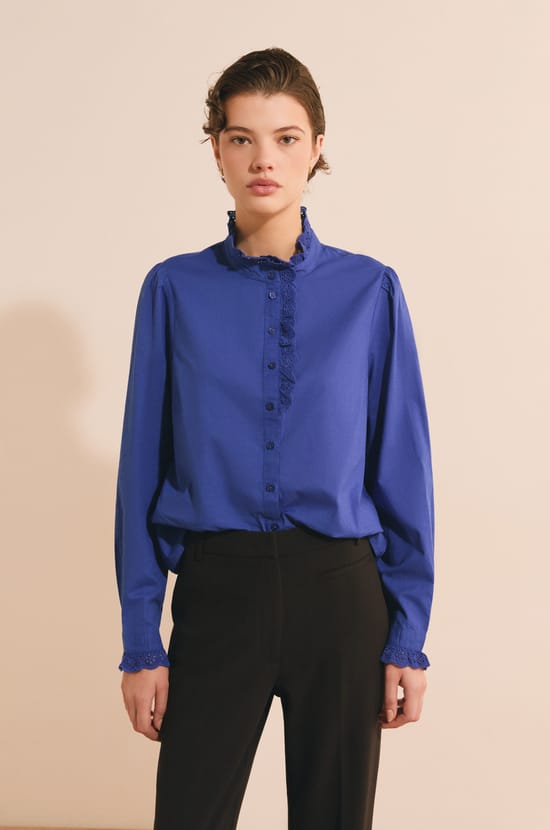 Chemise en coton avec broderie anglaise;${refinementColor}