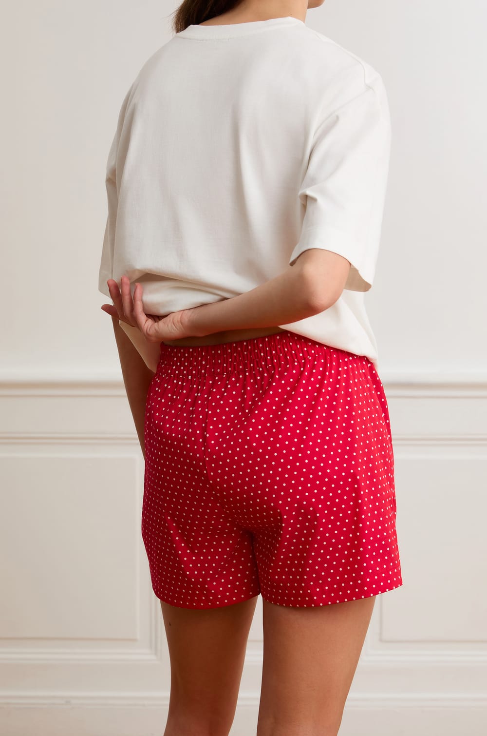 Polka Dot Pajama Shorts In Cotton;${refinementColor}