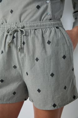 Embroidered Cotton Pajama Shorts;${refinementColor}