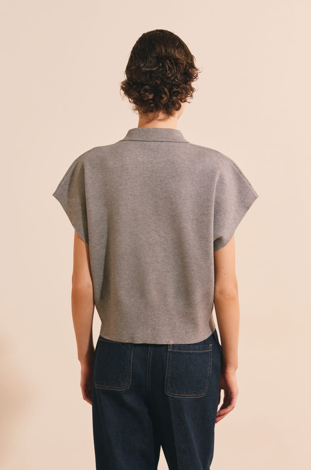 Pull manches courtes avec col polo;${refinementColor}