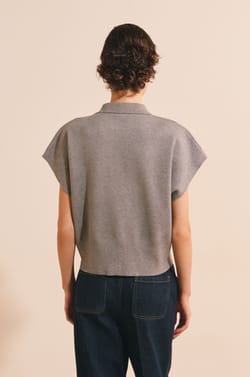 Pull manches courtes avec col polo;${refinementColor}
