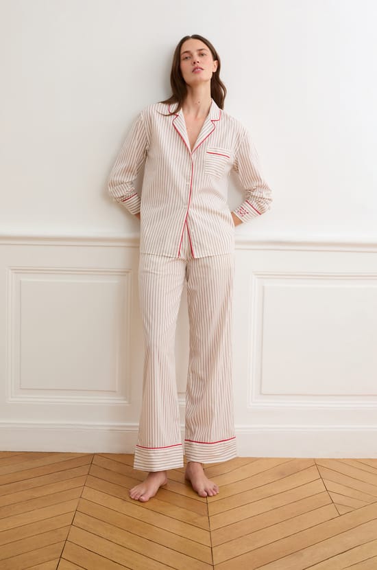 Pyjama Hose mit Streifen aus Baumwolle;${refinementColor}
