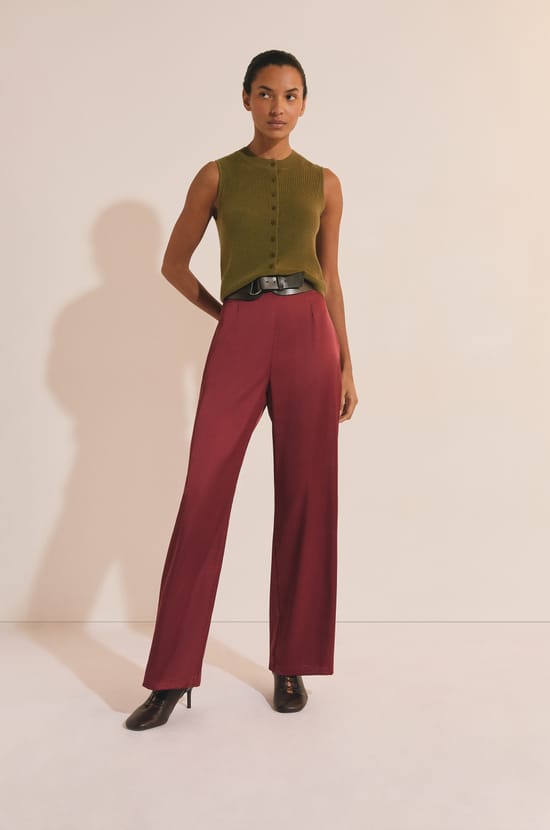 Pantalon droit satin&eacute;;${refinementColor}