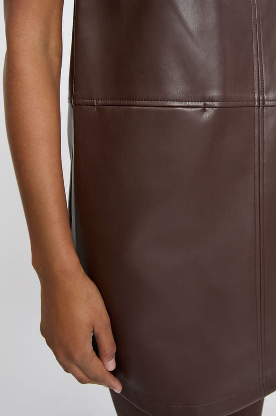 Short Leather-Effect Dress;${refinementColor}