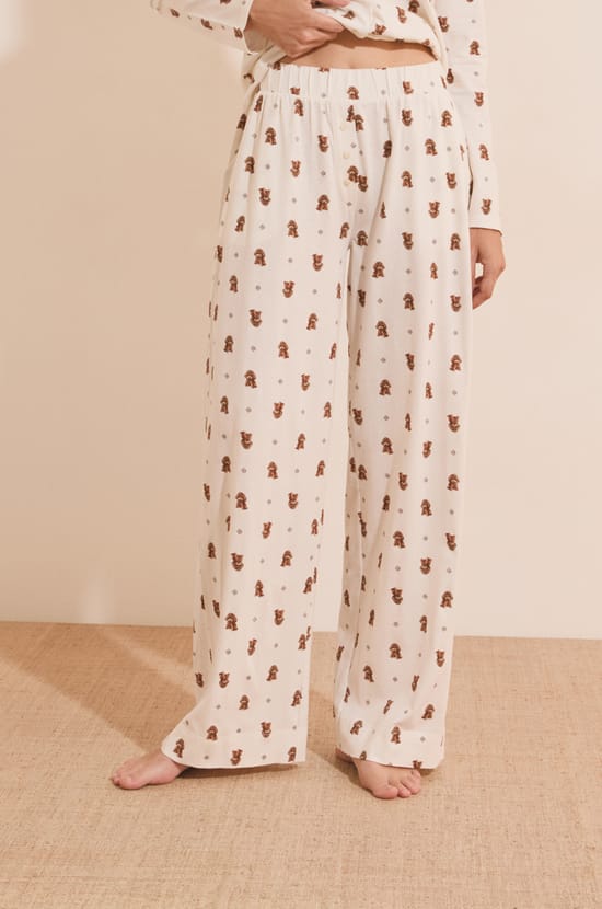 Katoenen pyjamabroek met hondenprint;${refinementColor}