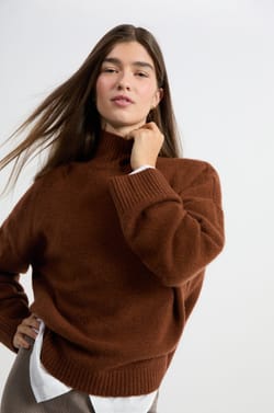 High Neck Cashmere Sweater;${refinementColor}