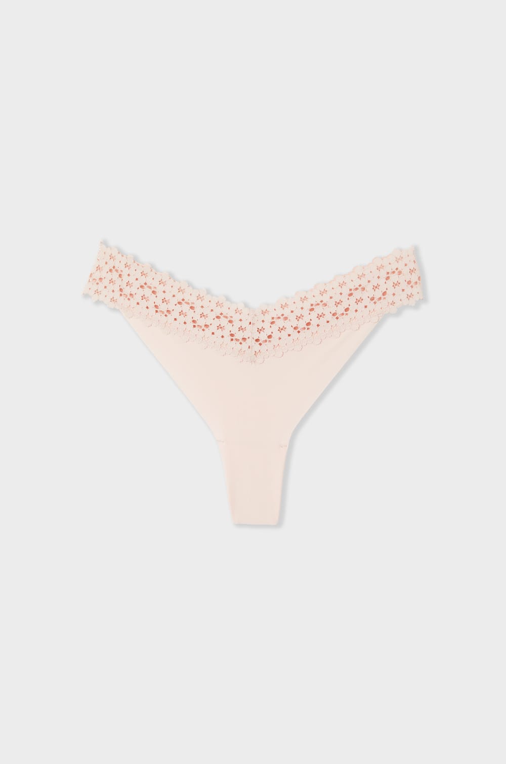 Tanga V-shape de microfibra y encaje;${refinementColor}