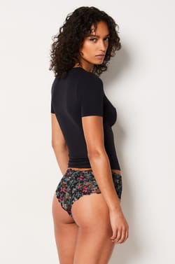 Lace Print V-Shape Hipster;${refinementColor}