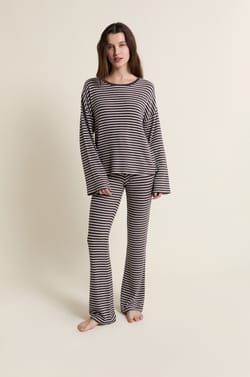 Sweatshirt de pyjama &agrave; rayures;${refinementColor}