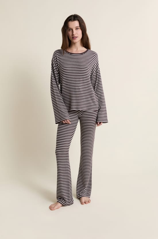 Striped Pajama Sweatshirt;${refinementColor}