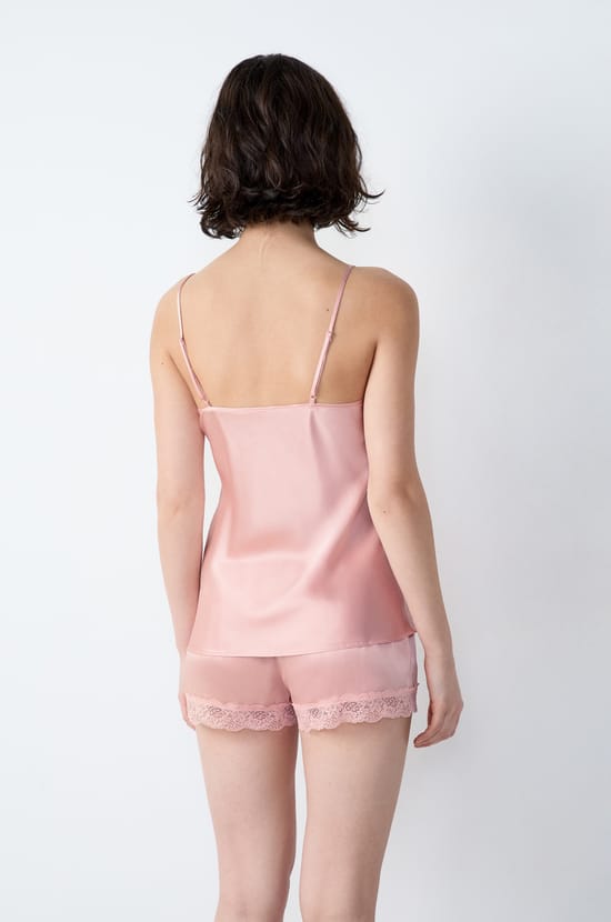 Top de seda con detalles de encaje;${refinementColor}