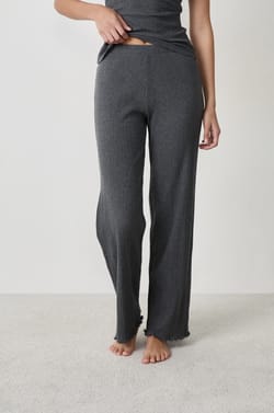 Straight Ribbed Pyjama Trousers;${refinementColor}