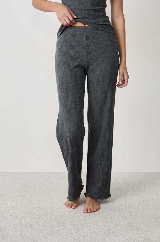 Gerippte gerade Pyjama-Hose;${refinementColor}