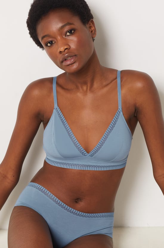 Wireless Cotton Triangle Bra;${refinementColor}