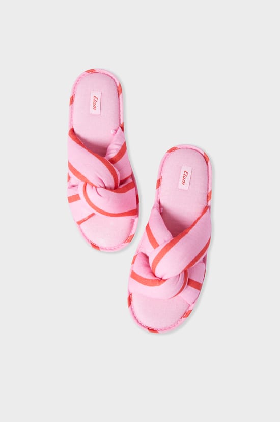 Pantuflas abiertas de rayas;${refinementColor}