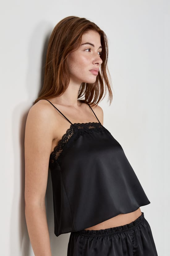 Satin Camisole with Lace;${refinementColor}