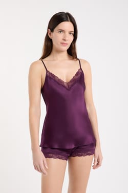 Caraco en soie détails dentelle;${refinementColor}