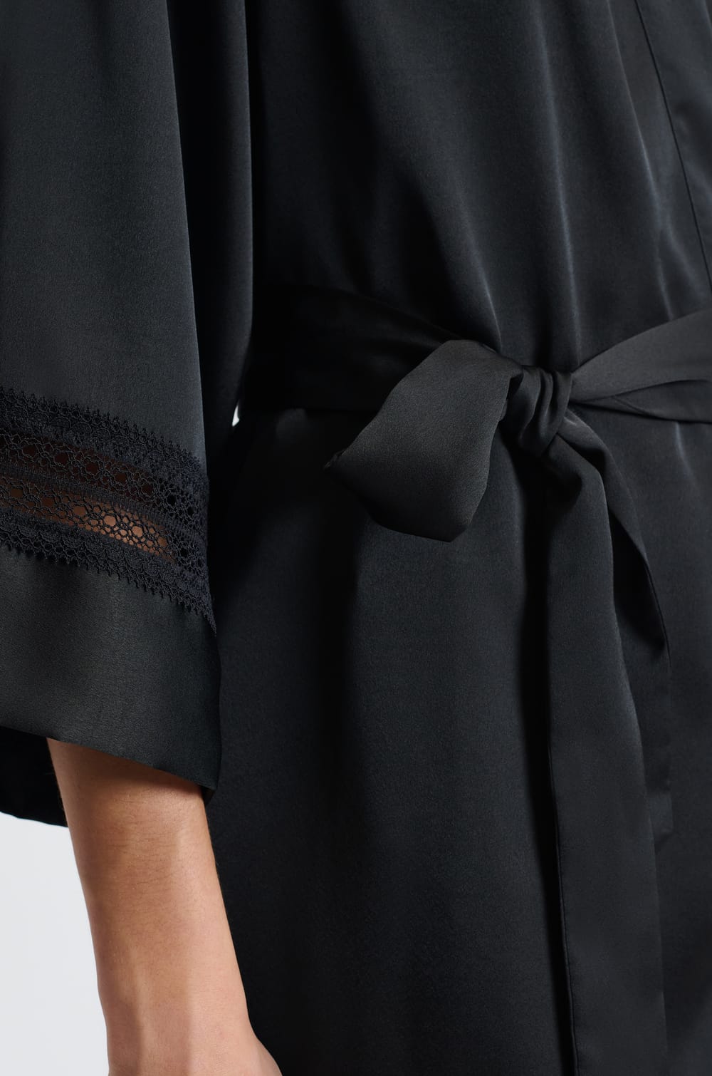 Satin Robe with Lace Details;${refinementColor}