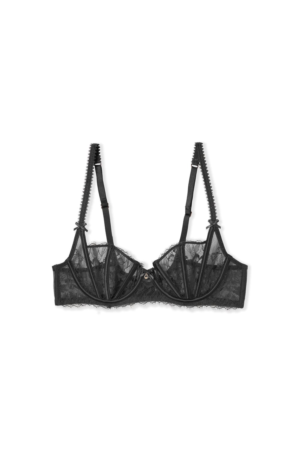 Balconette bra in tulle and satin;${refinementColor}