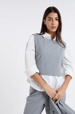 Sleeveless Striped Top;${refinementColor}