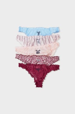 Pack of 3 thongs and 2 briefs;${refinementColor}