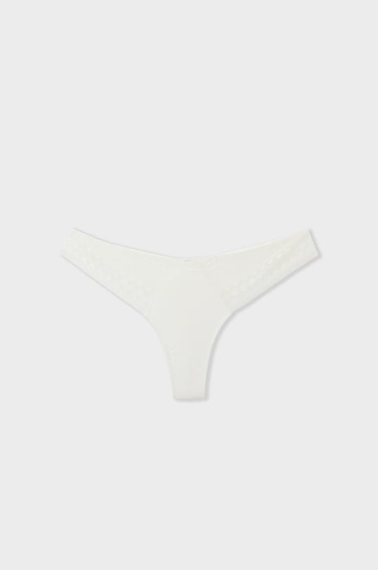 Tanga con detalles de encaje;${refinementColor}