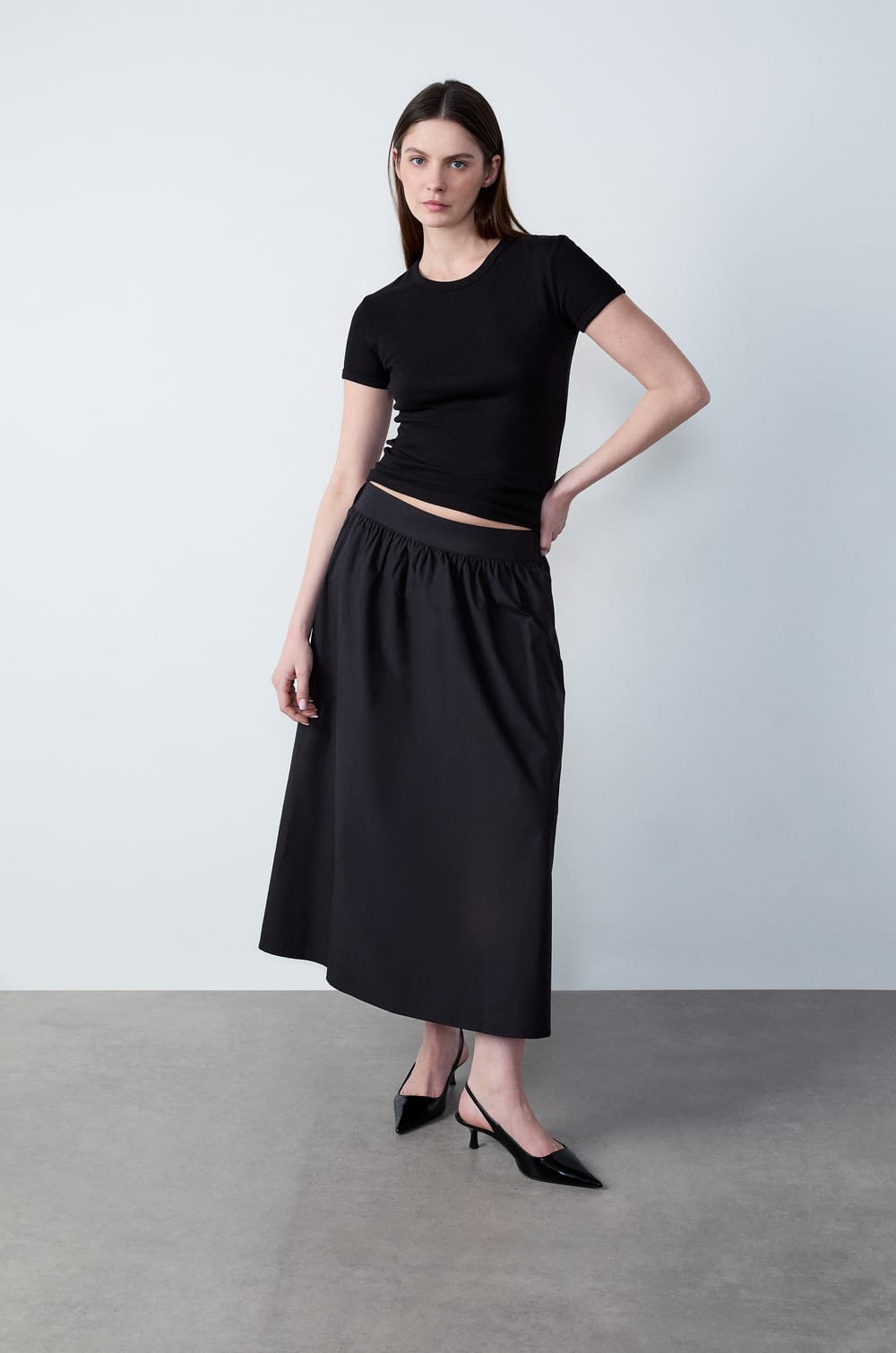 Long Fluid Skirt;${refinementColor}