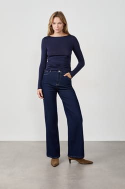 T-shirt manches longues col bateau en maille thermique;${refinementColor}