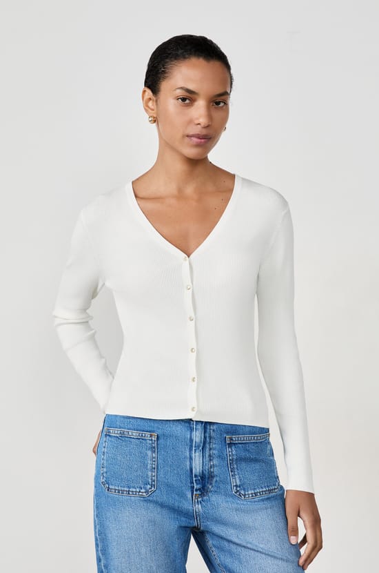 Gilet manches longues en maille fine;${refinementColor}