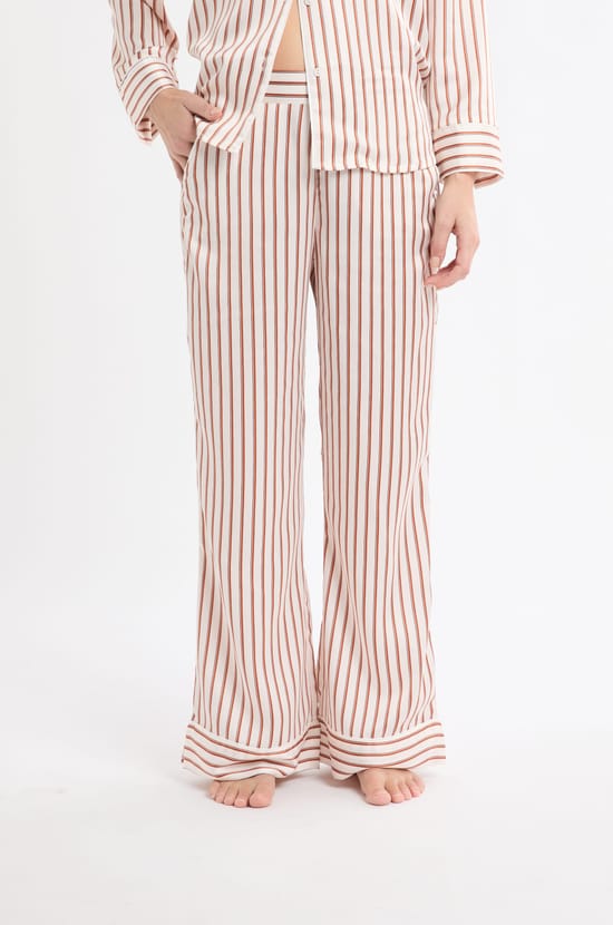 Pantalon de pyjama à rayures en satin;${refinementColor}