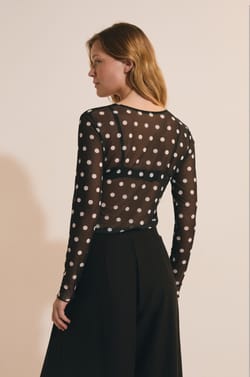 T-shirt manches longues &agrave; pois;${refinementColor}