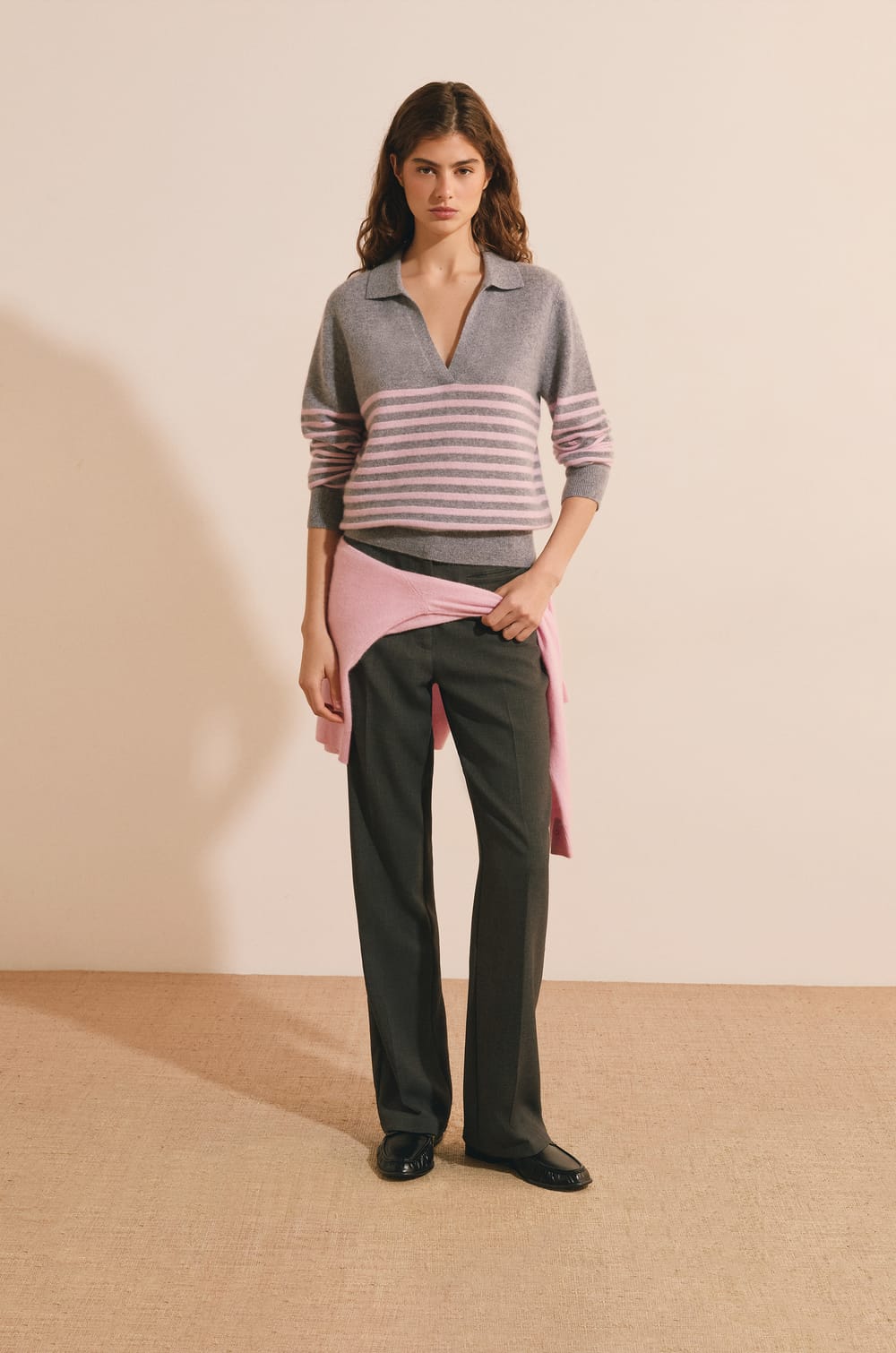 Pull col polo 100% cachemire;${refinementColor}