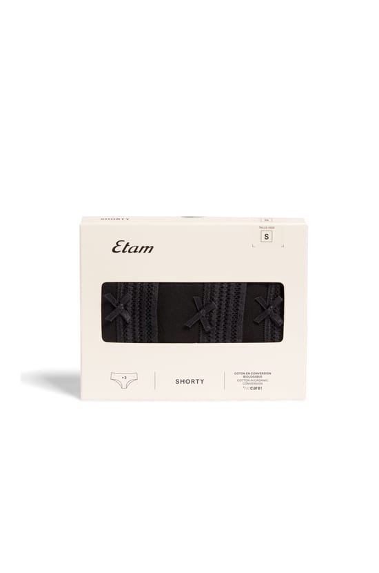 Pack of 3 cotton and lace boyshorts;${refinementColor}