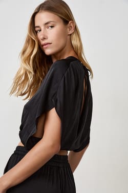 Short-sleeved Satin Top;${refinementColor}