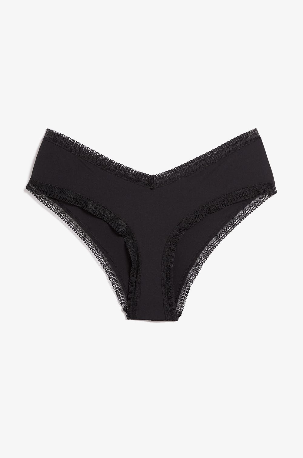 Shorty V-shape en microfibre et dentelle;${refinementColor}