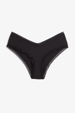 Shorty V-shape en microfibre et dentelle;${refinementColor}
