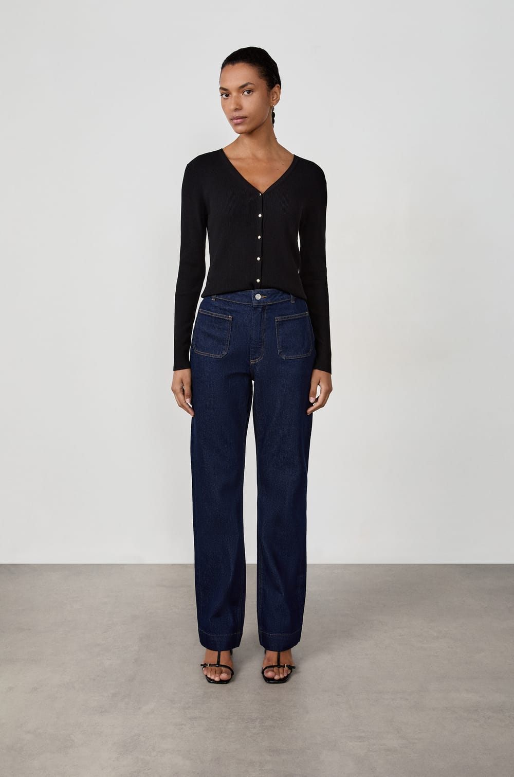 Gilet manches longues en maille fine;${refinementColor}
