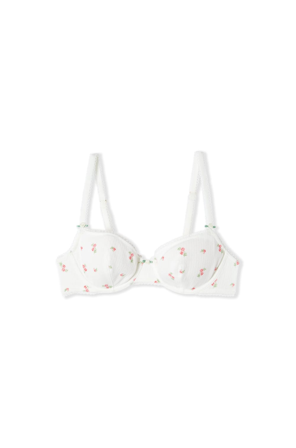 Soutien-gorge balconnet en coton pointelle &agrave; motifs;${refinementColor}
