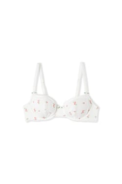 Soutien-gorge balconnet en coton pointelle &agrave; motifs;${refinementColor}