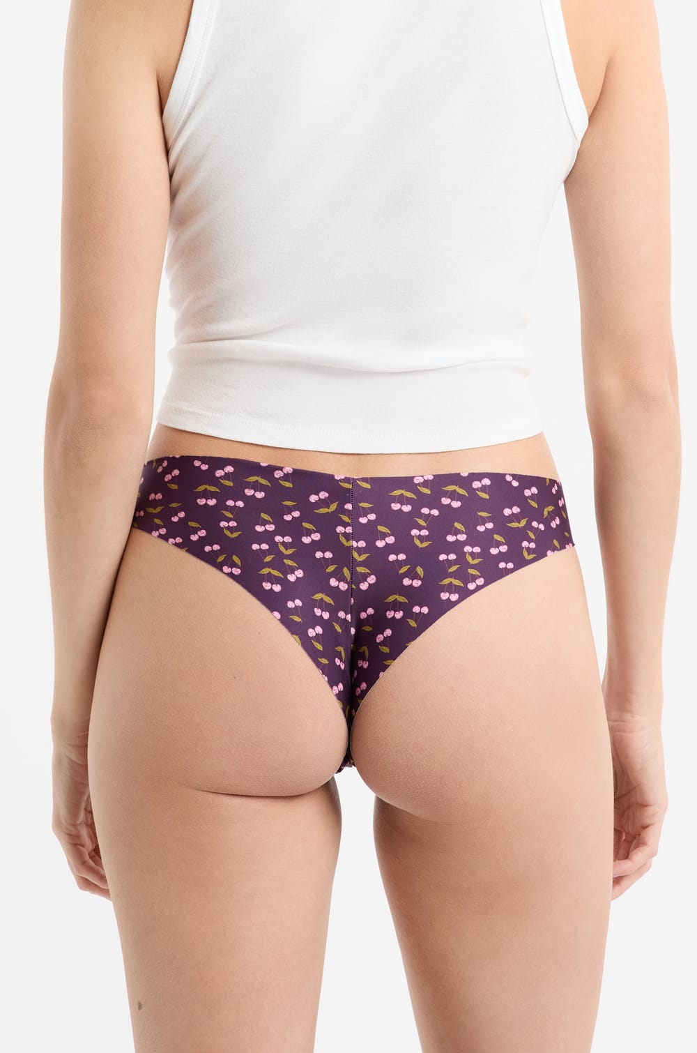 Tanga en microfibre sans couture à motifs cerises;${refinementColor}