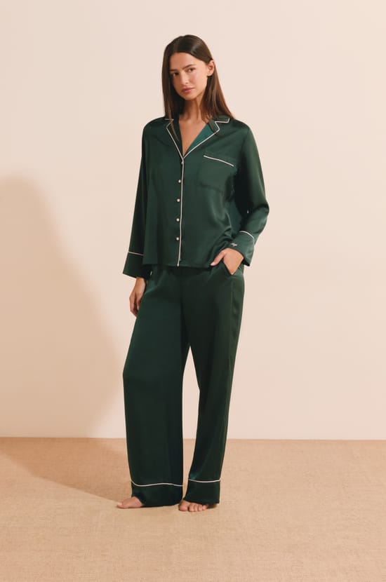Pantalon de pyjama satin&eacute;;${refinementColor}