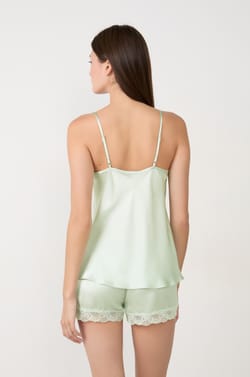 Top de seda con detalles de encaje;${refinementColor}
