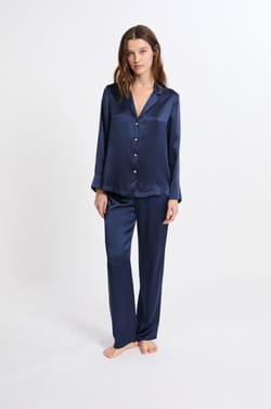 Chemise de pyjama manches longues en soie;${refinementColor}
