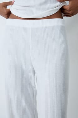 Cotton ribbed pyjama trousers;${refinementColor}