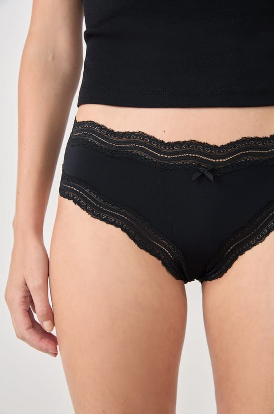 Microfibre Boyshort with Lace Trim;${refinementColor}