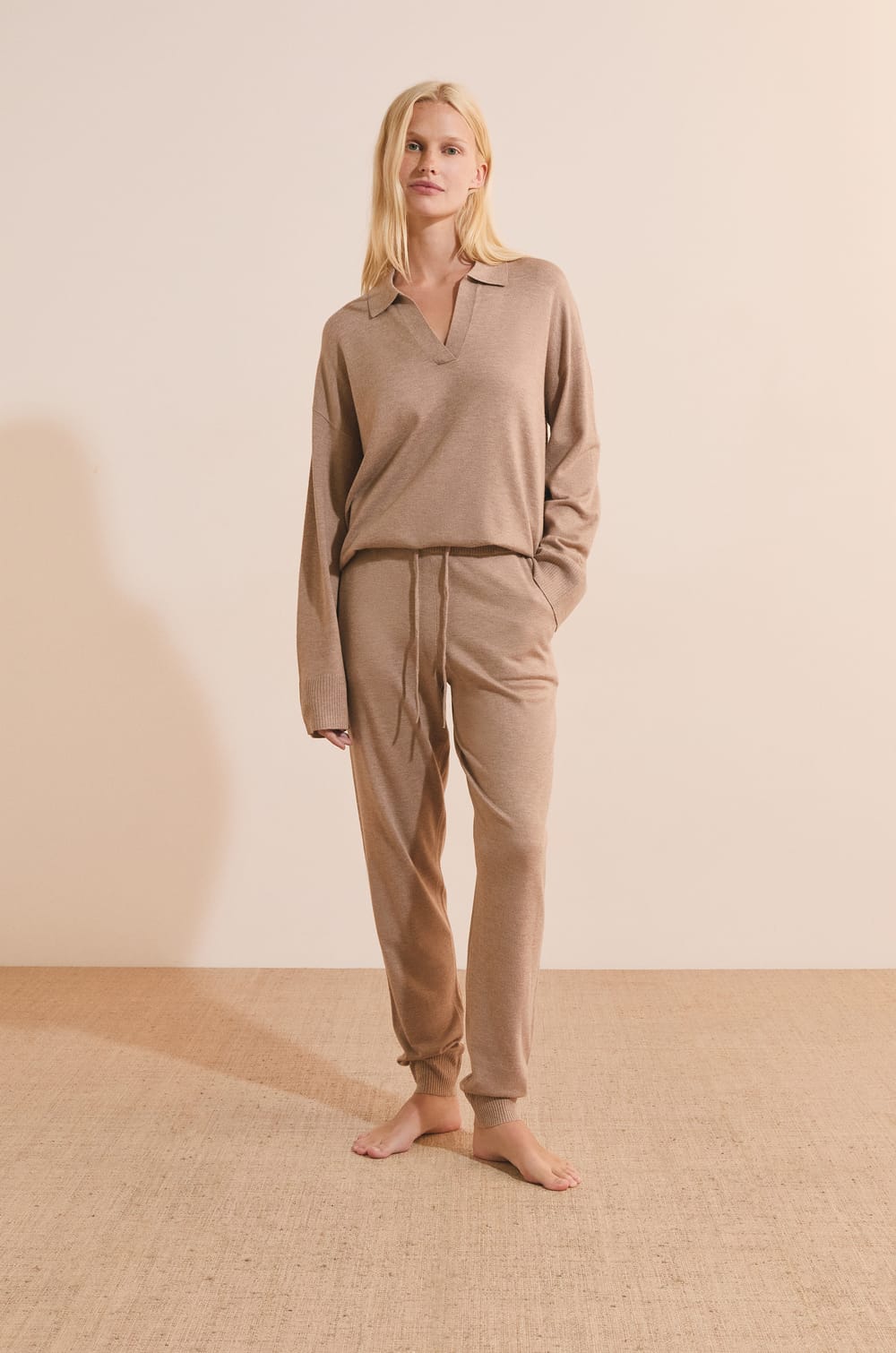 Pull de pyjama avec col polo;${refinementColor}