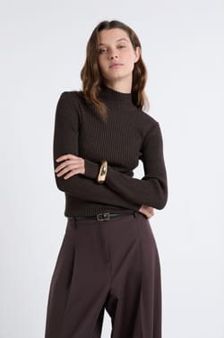 Iridescent Knit Sweater With High Collar;${refinementColor}
