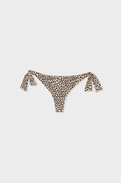 Leopard print Brazilian tie-side bikini bottom;${refinementColor}
