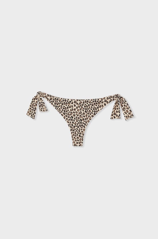 Leopard print Brazilian tie-side bikini bottom;${refinementColor}
